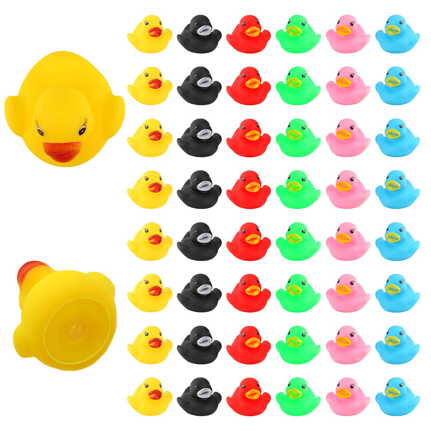 LUTER 48Pcs Rubber Ducky Bath Toy for Kids, Float and Squeak Mini Small Ducks Bathtub Toys for Shower/Birthday/Party Supplies (Multicolored)（3.5×3.5×3cm/1.4×1.4×1.2inch）