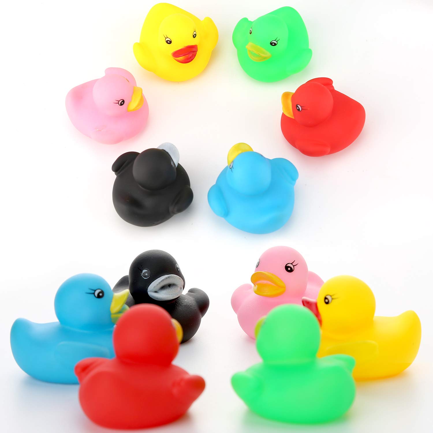 LUTER 48Pcs Rubber Ducky Bath Toy for Kids, Float and Squeak Mini Small Ducks Bathtub Toys for Shower/Birthday/Party Supplies (Multicolored)（3.5×3.5×3cm/1.4×1.4×1.2inch）