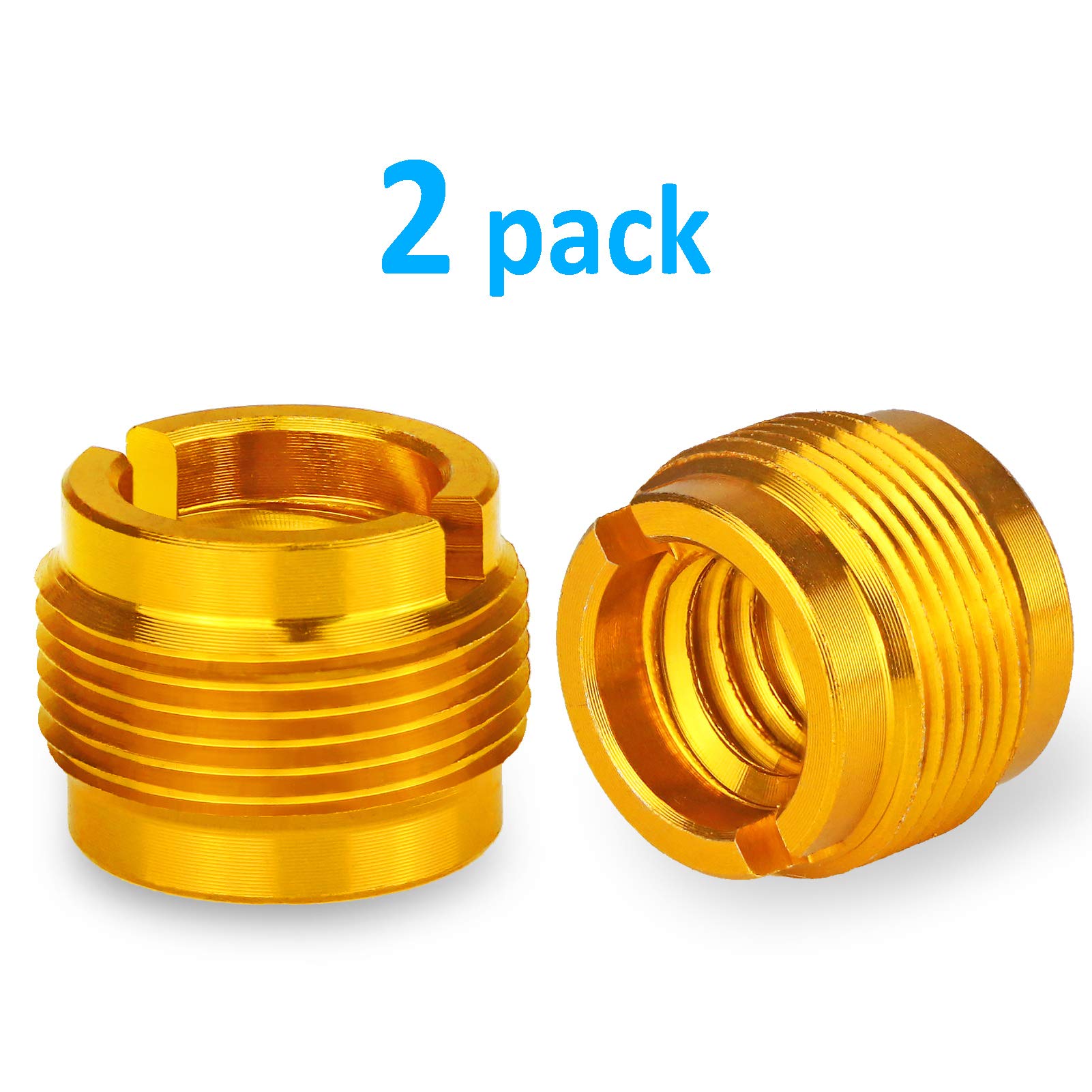 2 PCS Gold Colour Adapter for HyperX QuadCast Mic, Blue Yeti, Rode, Razer, Shure and Most USB Microphone, Shock Mount, Boom Arm Screw Thread Adapter 5/8" Male to 3/8" Female Screw Adapter by YOUSHARES