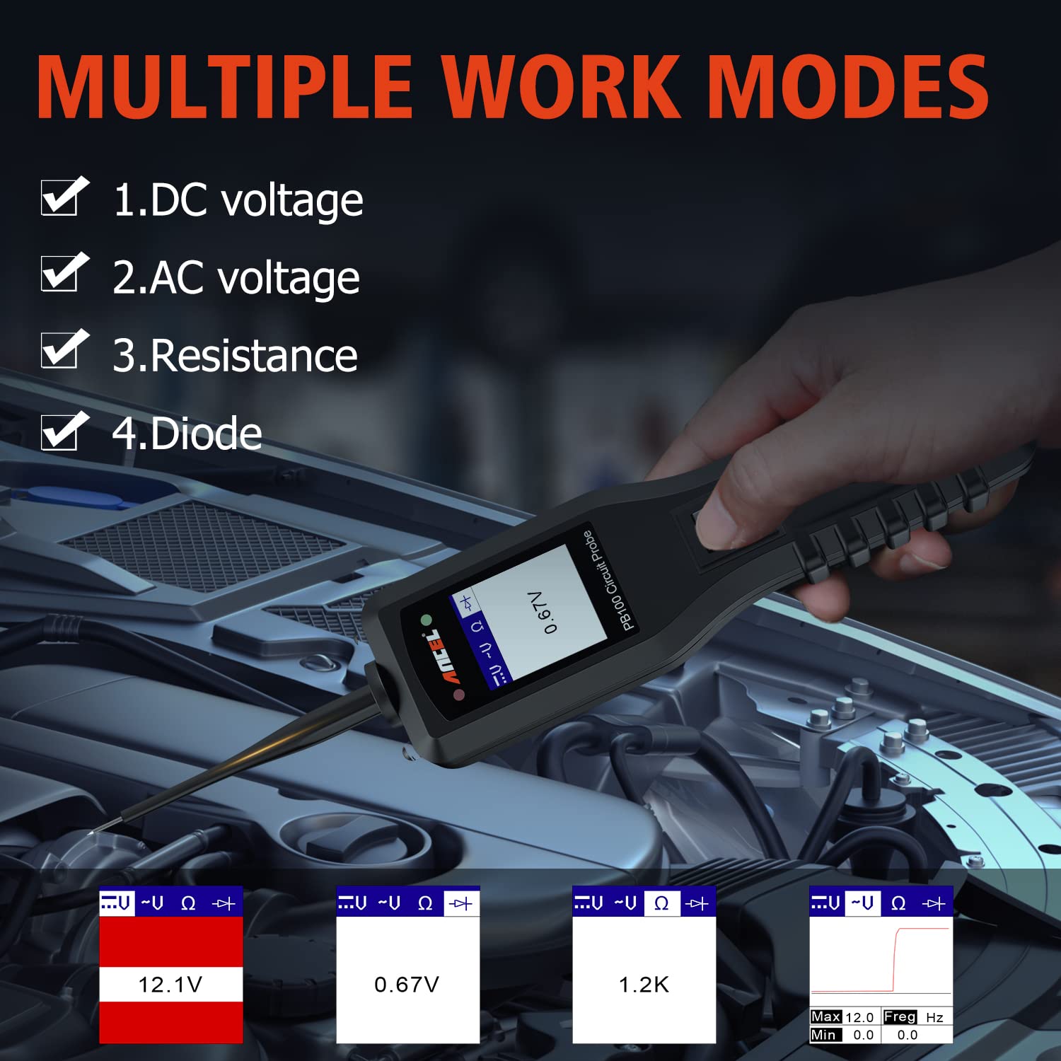 ANCEL PB100 12v Power Circuit Probe with FX2000 Automotive ABS SRS Transmission Diagnostic Scan Tool