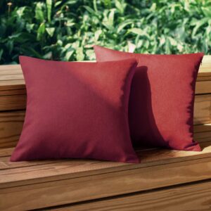 PiccoCasa 2 Pcs Waterproof Throw Pillow Covers, 18 x 18 Inch, Decorative Cushion Covers, Sofa Pillowcase for Couch Bedding Livingroom Garden Patio Home Decor, Red