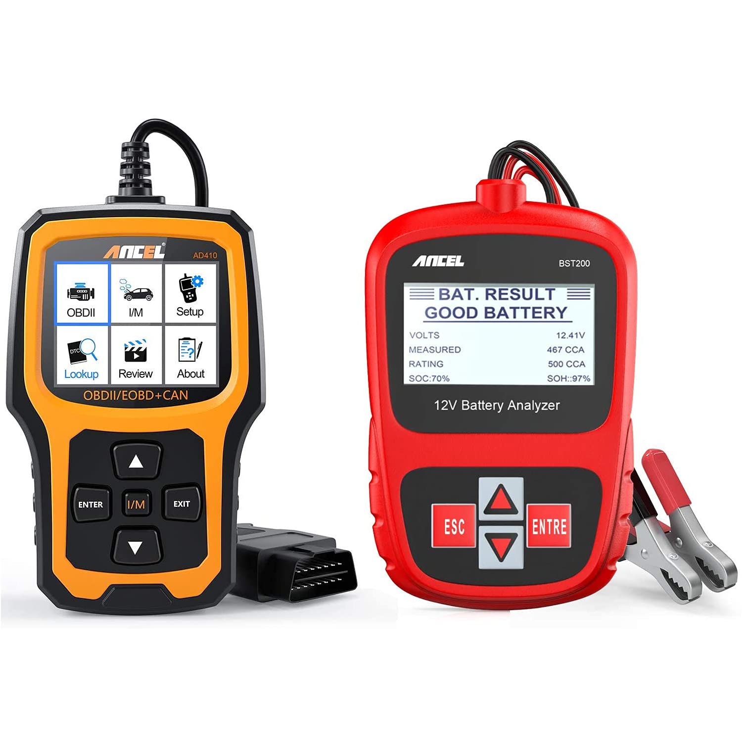 ANCEL AD410 Code Reader and ANCEL BST200 Car Battery Load Tester