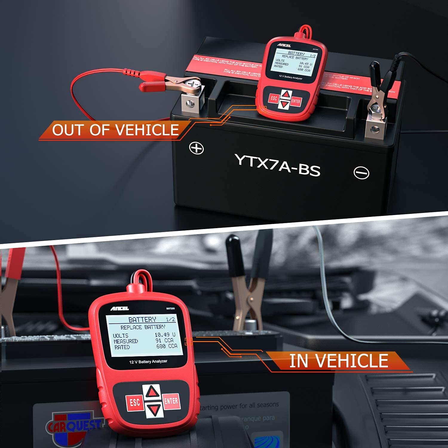 ANCEL AD410 Code Reader and ANCEL BST200 Car Battery Load Tester