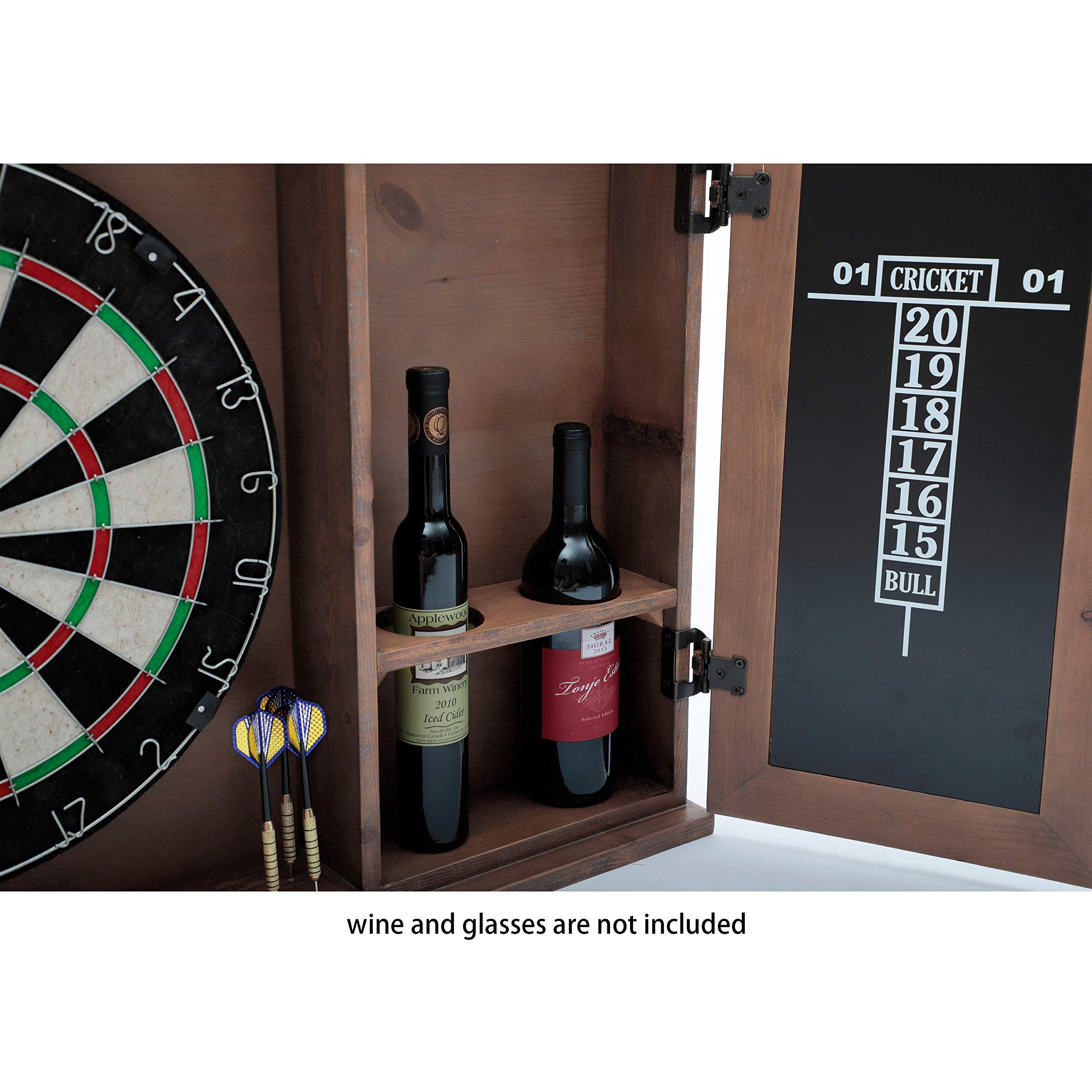 Neconcet Dartboard and Cabinet Set: Sisal Dartboard with Self Healing Bristles and Accessories- Multiple Styles Available (Mars)