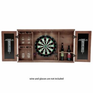 Neconcet Dartboard and Cabinet Set: Sisal Dartboard with Self Healing Bristles and Accessories- Multiple Styles Available (Mars)