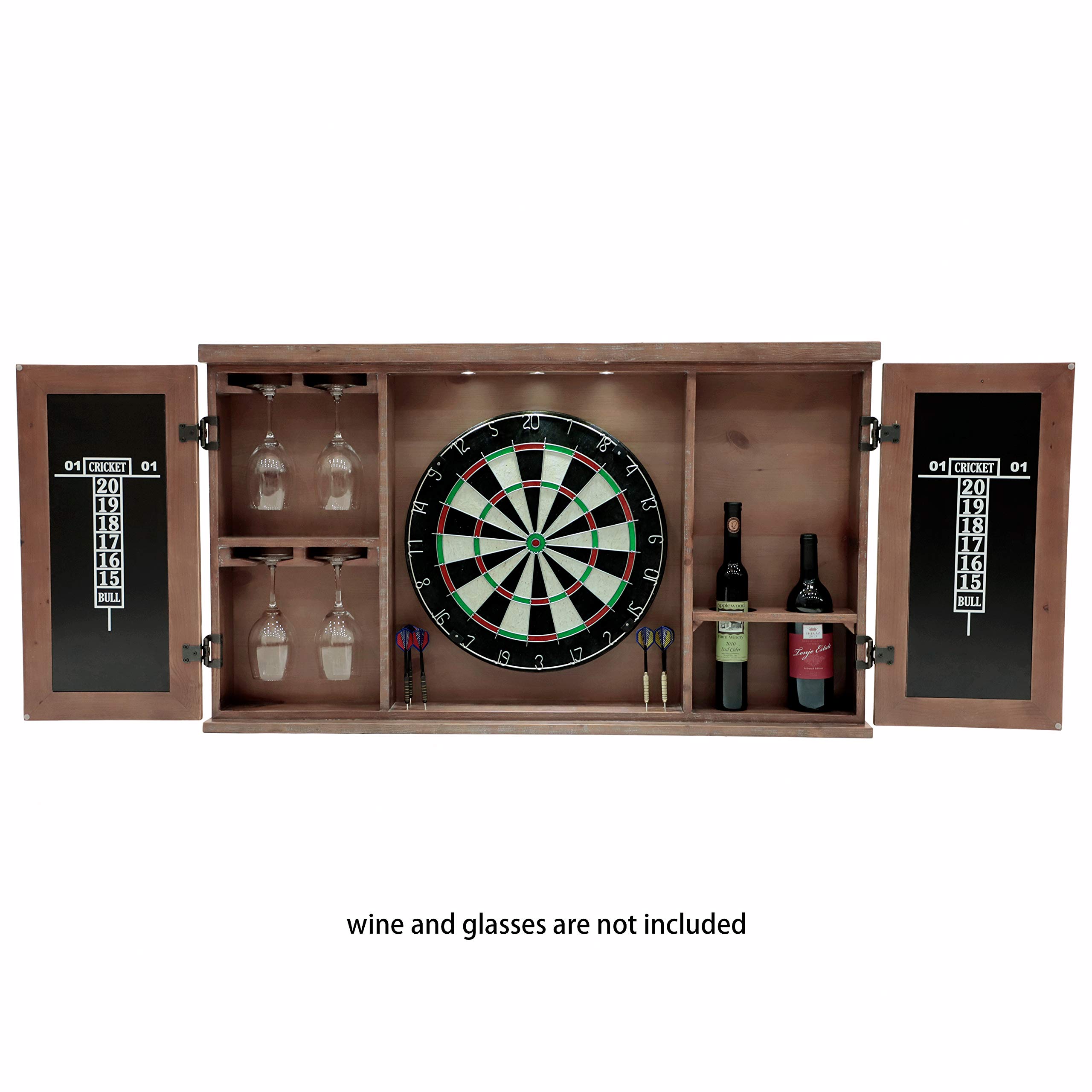 Neconcet Dartboard and Cabinet Set: Sisal Dartboard with Self Healing Bristles and Accessories- Multiple Styles Available (Mars)