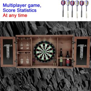 Neconcet Dartboard and Cabinet Set: Sisal Dartboard with Self Healing Bristles and Accessories- Multiple Styles Available (Mars)