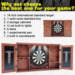 Neconcet Dartboard and Cabinet Set: Sisal Dartboard with Self Healing Bristles and Accessories- Multiple Styles Available (Mars)