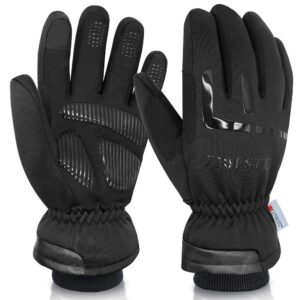 fideste -40℉ waterproof winter thermal gloves - 3m thinsulate windproof touch screen warm gloves - for driving motorcycle,cycling,running,outdoor sports - for women and men - black (s)