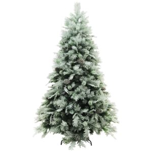 kuopociaga flocked artificial christmas tree prelit 650 led lights 7.5 feet pine