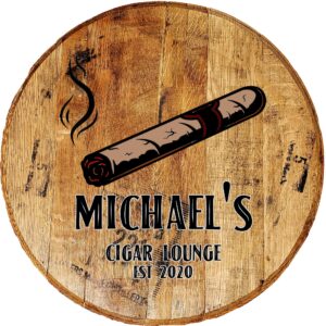 craft bar signs personalized whiskey barrel lid cigar lounge smoking stogies drinking bar sign man cave accessories for room wood wall art