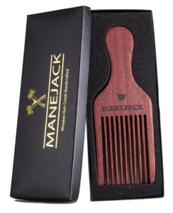 manejack beard pick for men- wooden comb afro hair lift combs