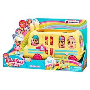 Kindi Kids Minis Collectible School Bus and Posable Bobble Head Figurine 2pc