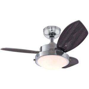 ciata lighting 30-inch wengue indoor ceiling fan in chrome finish with dimmable led light fixture in opal frosted glass with reversible wengue/beech blades