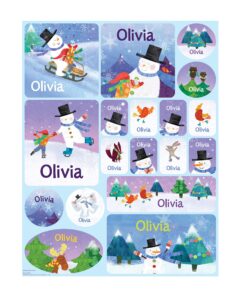 personalized stickers for kids, snowman - i see me!