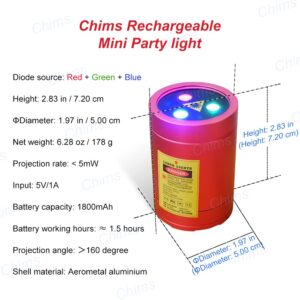 Chims Mini Party Laser Lights Show Portable RGB 32 Patterns Music Activated Led Lights for Party Family School DJ Party Festival Birthday Gift Outdoor Travel Garden Forest Camping New Year Decoration