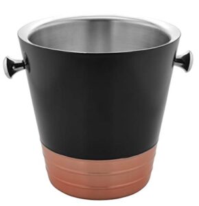 sol living champagne bucket - double wall insulated stainless steel - wine & champagne holder - portable chiller bin for bars, parties, commercial use - copper & black matte, 3.6 qt