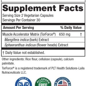 Purity Products Muscle Accelerator 650 mg Patented & Clinically Tested Muscle Accelerator Blend of Ayurvedic Herbal Extracts Promotes Strength, Endurance + Muscle Growth - 60 Veg Caps