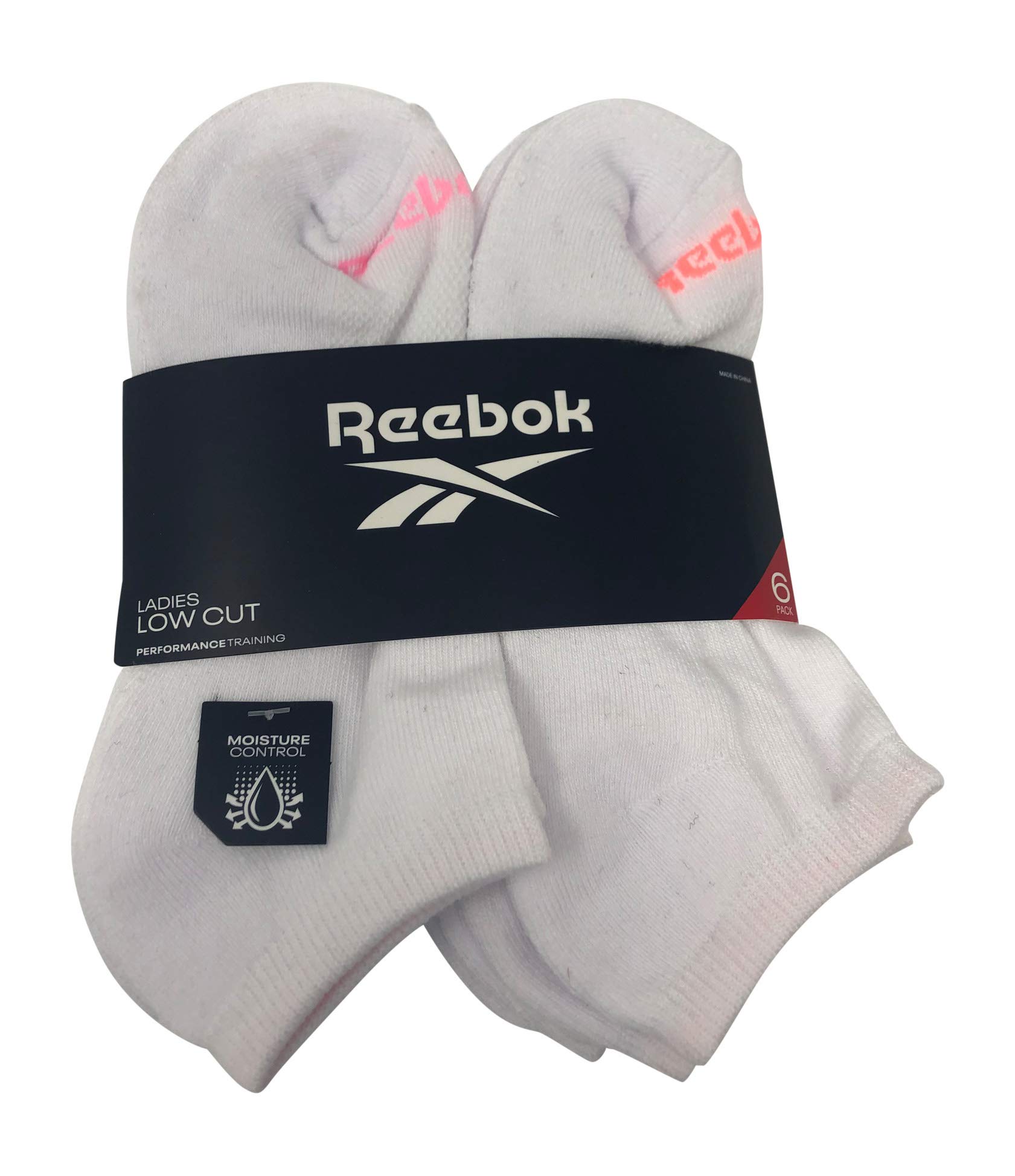 Reebok Ladies Low Cut Perfomance Training Socks (sock size 9-11/shoe size 4-10, White Multi)