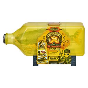 treasure x sunken gold shark's treasure - glow in the dark version - unbox by cracking the bottle. save the treasure hunter and then dissect the shark to find your treasure.