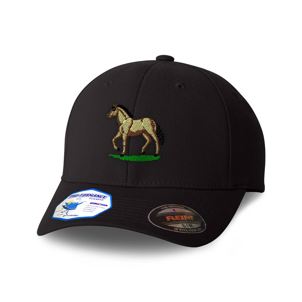 Custom Flexfit Hats for Men & Women Western Farm Animal Horse Paso Fino Horses Polyester Dad Hat Baseball Cap Large XLarge Black Design Only