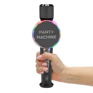 singing machine wireless karaoke microphone for kids & adults, party machine mic (black) - portable handheld bluetooth microphone with speaker & voice changer effect - karaoke mic for singing