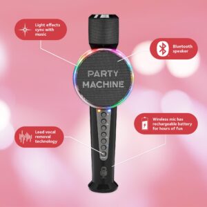 Singing Machine Wireless Karaoke Microphone for Kids & Adults, Party Machine Mic (Black) - Portable Handheld Bluetooth Microphone with Speaker & Voice Changer Effect - Karaoke Mic for Singing