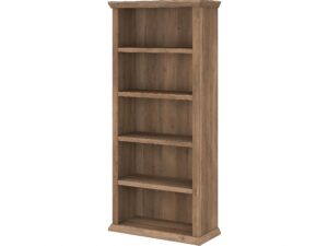 bush furniture yorktown tall 5 shelf bookcase, reclaimed pine