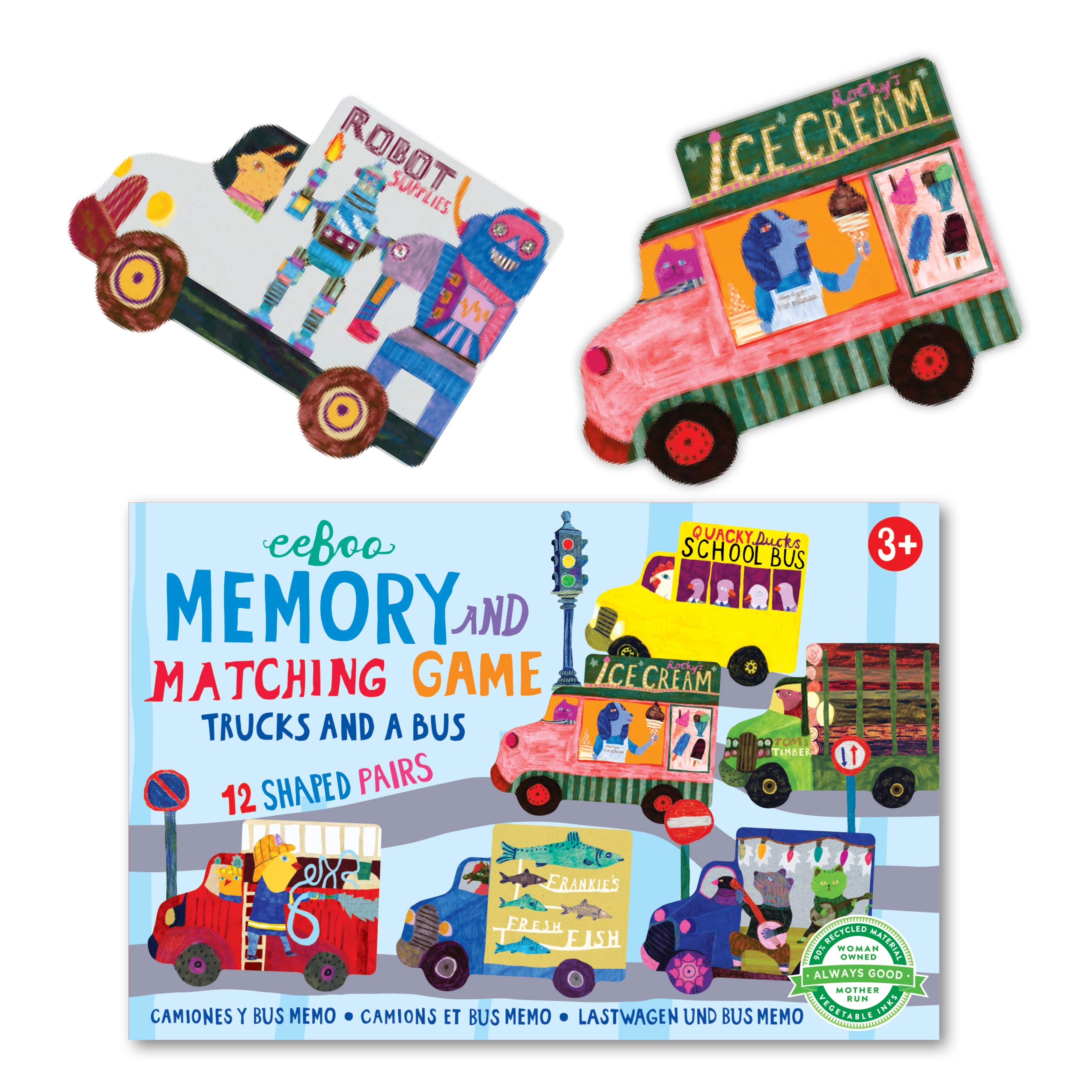 eeBoo: Trucks and a Bus Little Memory Matching Game, Developmental and Educational, Sharpens Recognition, Concentration and Memory, Perfect for Ages 3 and up