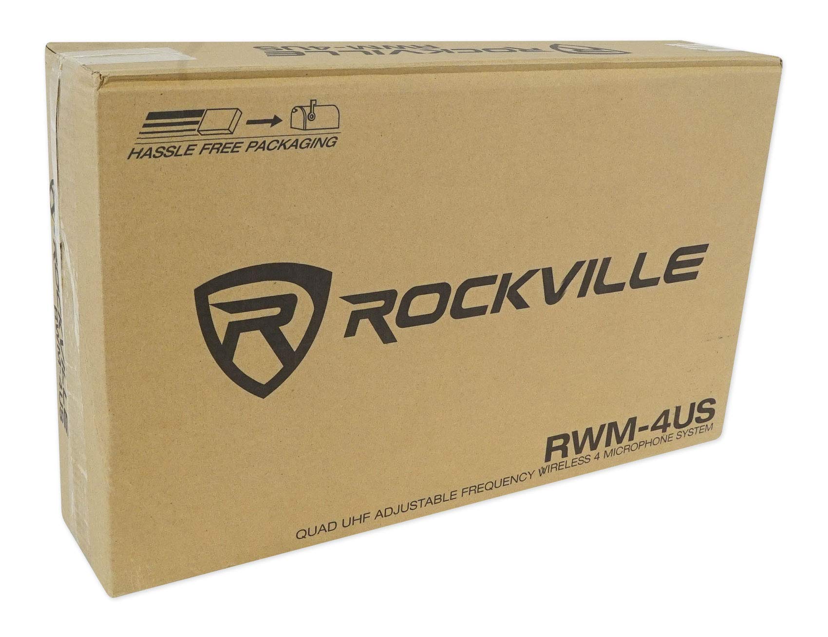 Rockville RWM-4US Quad Wireless UHF 4 Microphone System w/Adjustable Frequency, Black