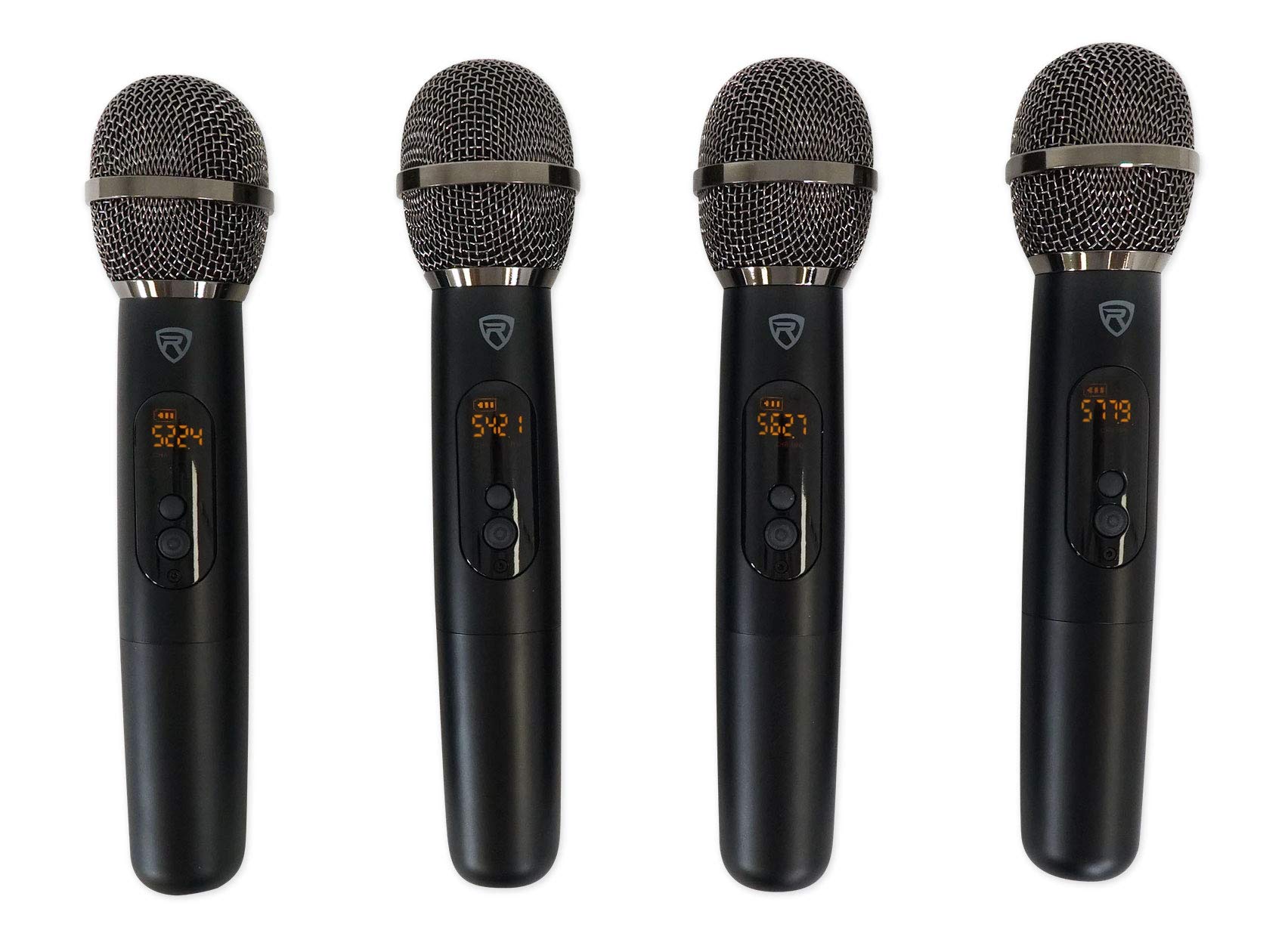 Rockville RWM-4US Quad Wireless UHF 4 Microphone System w/Adjustable Frequency, Black