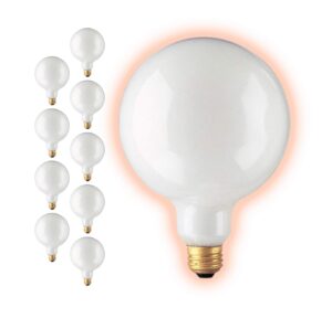 goodbulb 1oo watt g40 globe light bulbs | frosted finish medium e26 base 2700k warm white light | dimmable 1oow 1300 lumens | ideal vanity light bulbs | pack of 10 bulbs