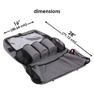 Diono Stow 'n Go XL Car Back Seat Organizer for Kids, Kick Mat Back Seat Protector, with 7 Storage Pockets, 2 Drinks Holders, Water Resistant, Durable Material, Gray