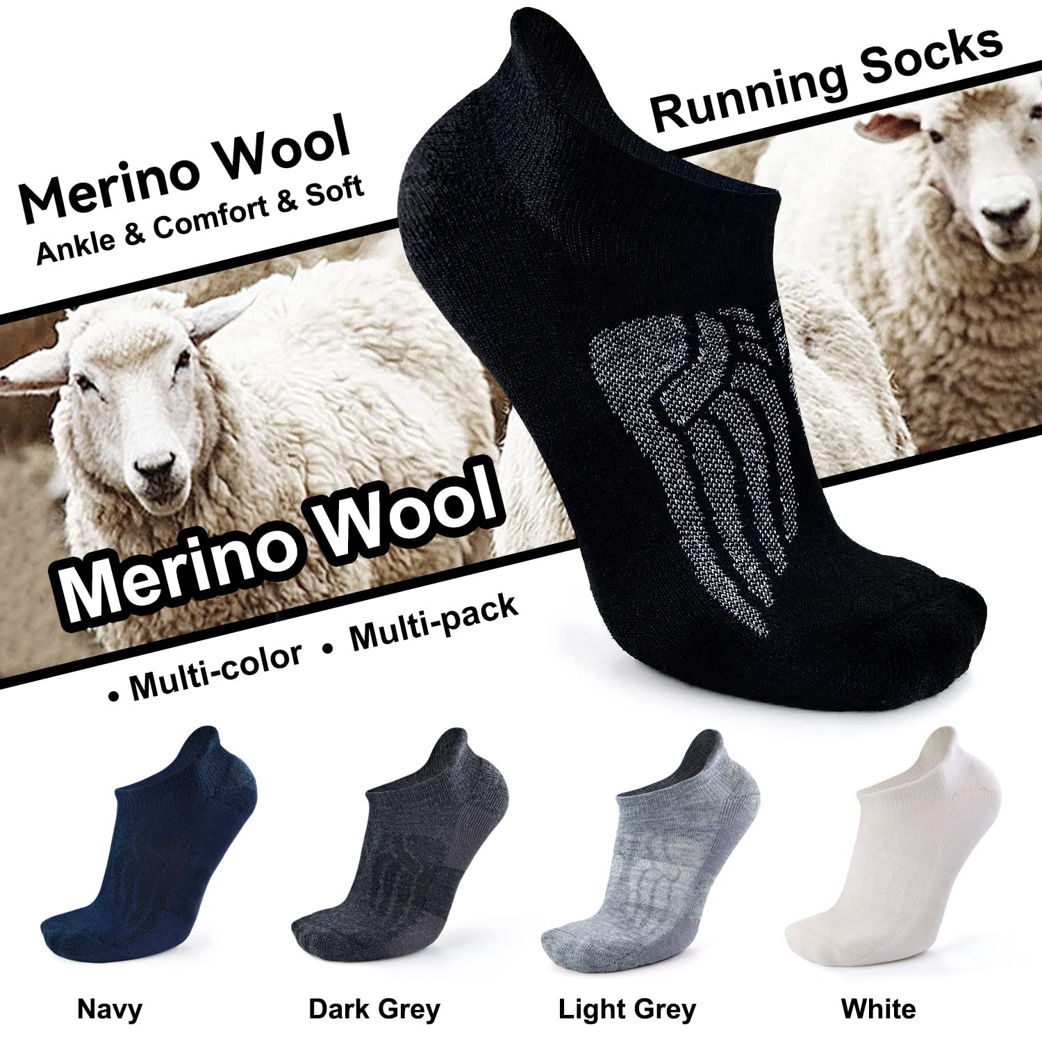 Busy Socks Wool Athletic Socks Women Hiking, Ladies Autumn Ankle Merino Wool Sport Socks for Cycling Running Tennis Golf, White, Medium, 3 Pairs