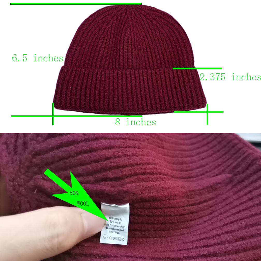 Y&J Winter Knit Cuff Beanie Cap Trawler Beanie Hat Short Fisherman Skull Cap Wool Beanie for Men Women. (One Size fit Most, Pink)