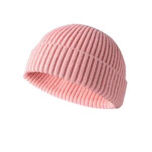 y&j winter knit cuff beanie cap trawler beanie hat short fisherman skull cap wool beanie for men women. (one size fit most, pink)