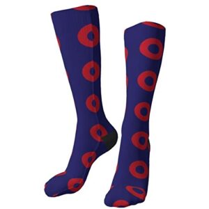 zjblheq socks phish red donut circles on blue casual novelty funny for outdoor athletic sports boot running hiking trekking
