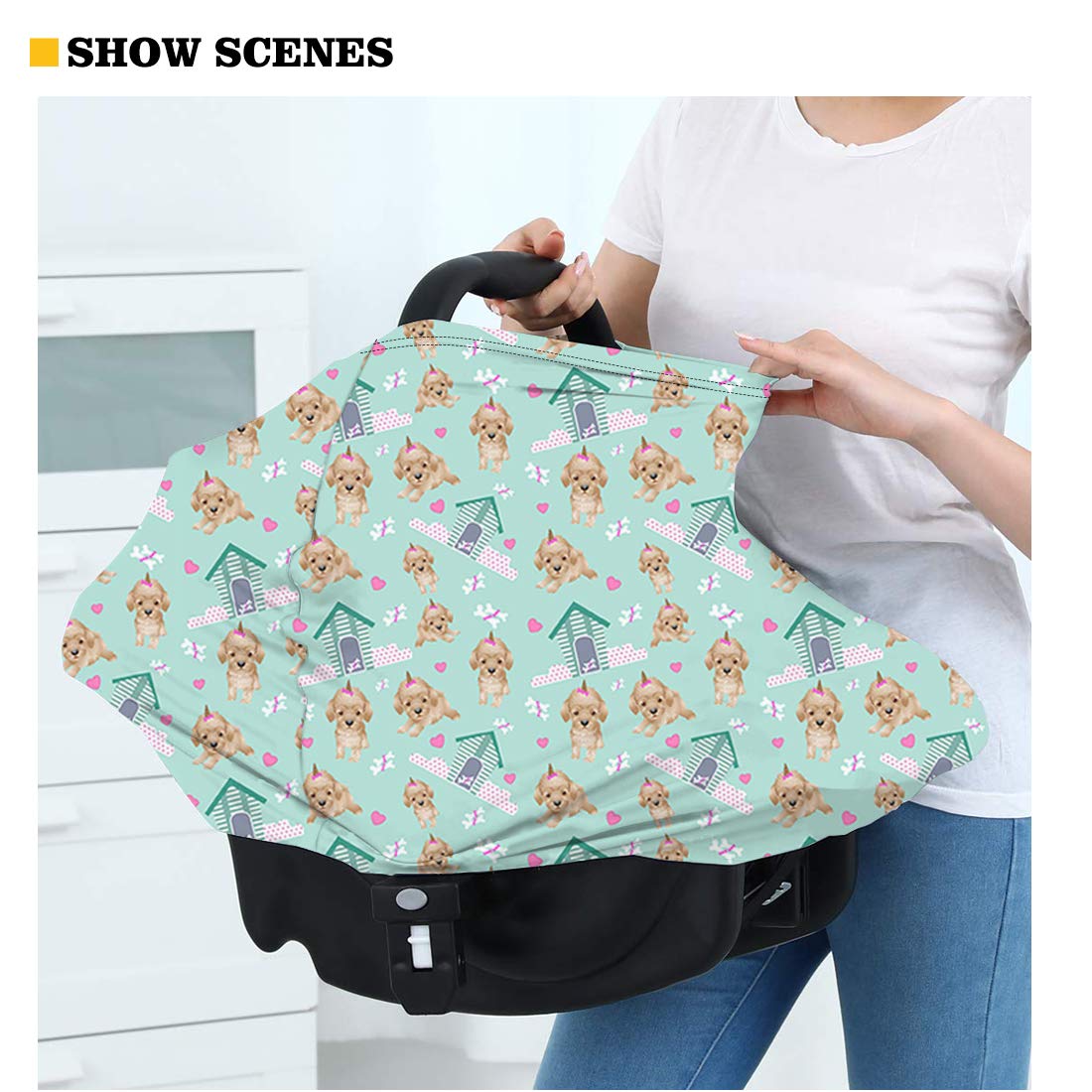 Buybai Starry Sky Baby Carseat Cover Boy Stretchy Infant Carseat Cover for Carseat Multi-use, Nursing, Versatile Breastfeeding Scarf, Stroller, Feeding High Chair Cover