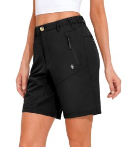 little donkey andy women's stretch quick dry cargo shorts for hiking, camping, travel black size m
