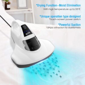 Housmile Bed Vacuum Cleaner, Mattress Vacuum Cleaner with Roller Brush Corded, 13KPa Powerful Suction, UV Handheld Vacuum Effectively Clean Up Bed, Pillows, Sofas, Carpets and Fabric Surfaces