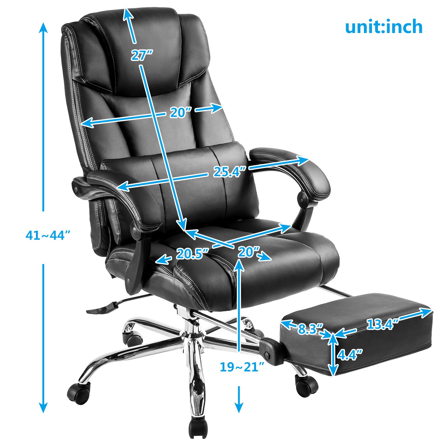 Reclining Office Chair with Footrest- High Back Napping Desk Chair Computer Chair w/Lumbar Support Armrest Adjustable Tilt Swivel Computer Gaming Chair for Home &Office