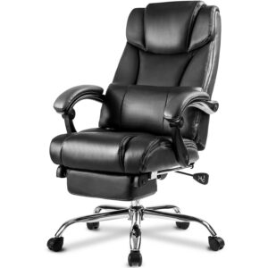 Reclining Office Chair with Footrest- High Back Napping Desk Chair Computer Chair w/Lumbar Support Armrest Adjustable Tilt Swivel Computer Gaming Chair for Home &Office