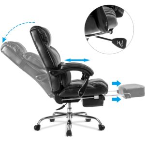 Reclining Office Chair with Footrest- High Back Napping Desk Chair Computer Chair w/Lumbar Support Armrest Adjustable Tilt Swivel Computer Gaming Chair for Home &Office