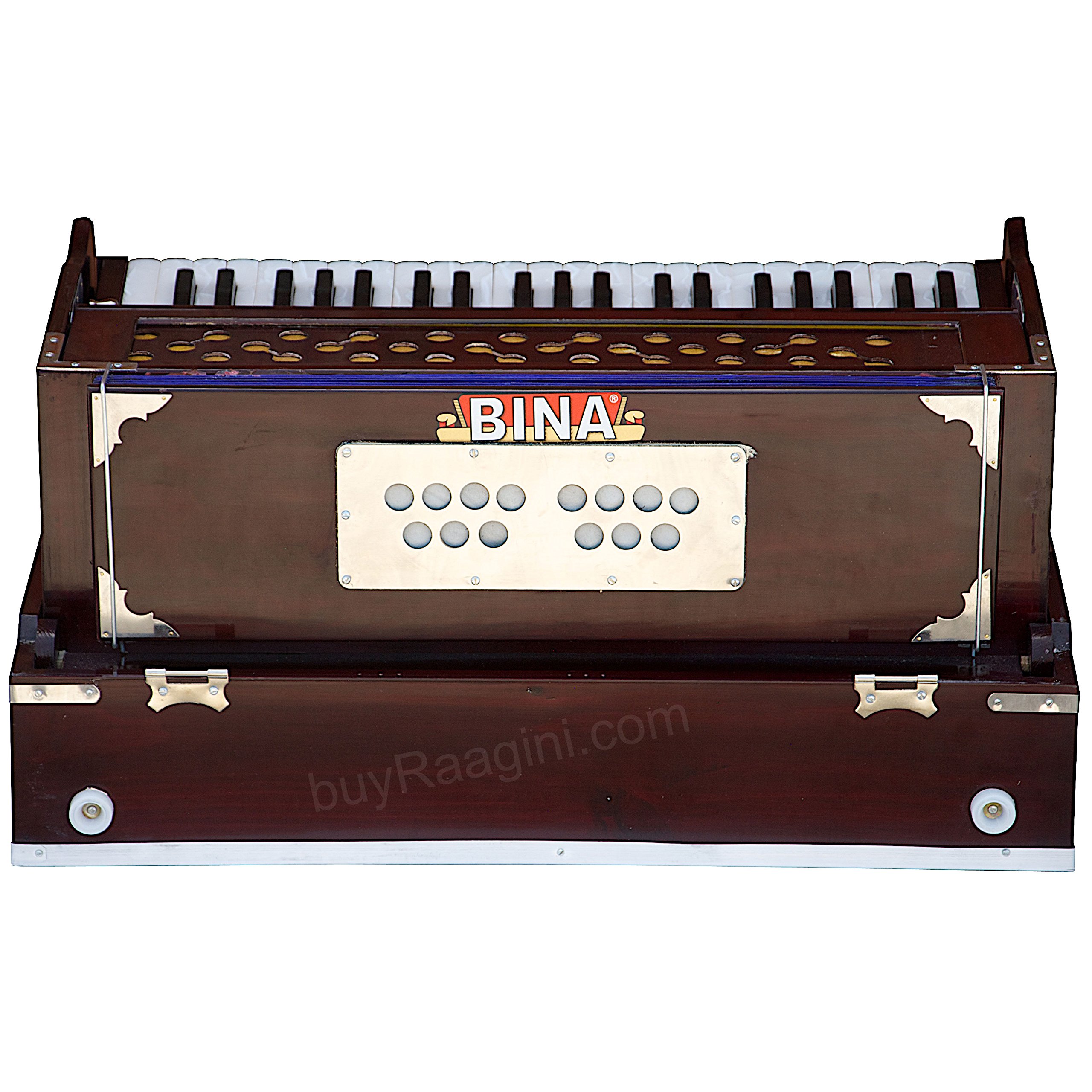 Harmonium BINA No.17 Delux, Folding Portable Version, Special Double Reed, Safri, Kirtan, 9 Stops, 3-1/2 Octaves, Rosewood Color Model 17DX