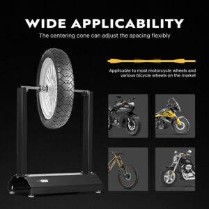 VIVOHOME Motorcycle Bike Wheel Balancer, Rim Tire Alignment Balancing Tools for Most Motorcycles and Sport Dirt Bikes with Adjustable Centering Cones, Black