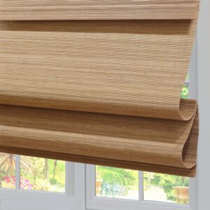 LANTIME Wood Window Roman Shades, Bamboo Light Filtering Roman Shades Blinds, Easy Installation for Home and Garden, Pattern 6