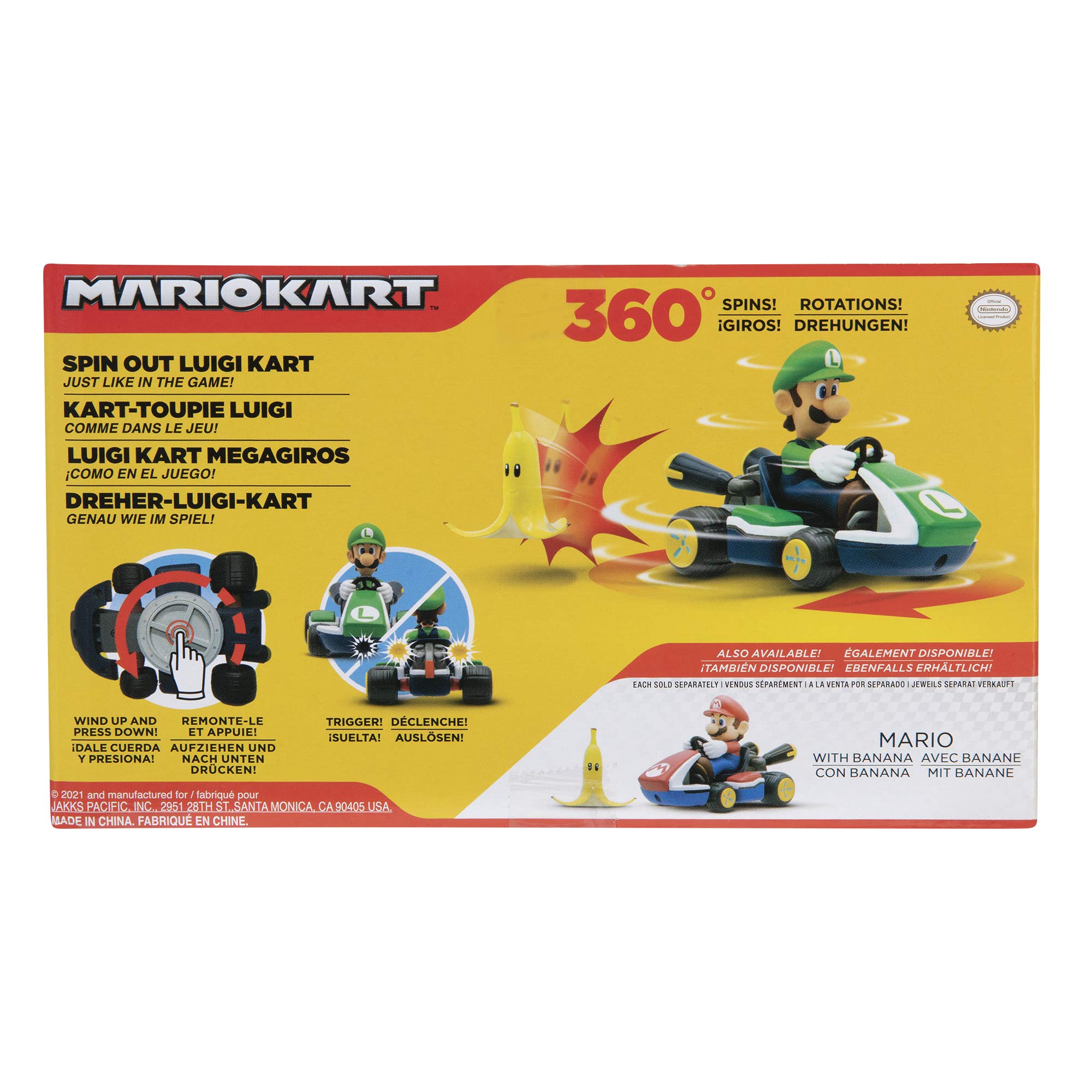 Super Mario Spin Out 2.5" Mariokart - Luigi Racer Vehicle