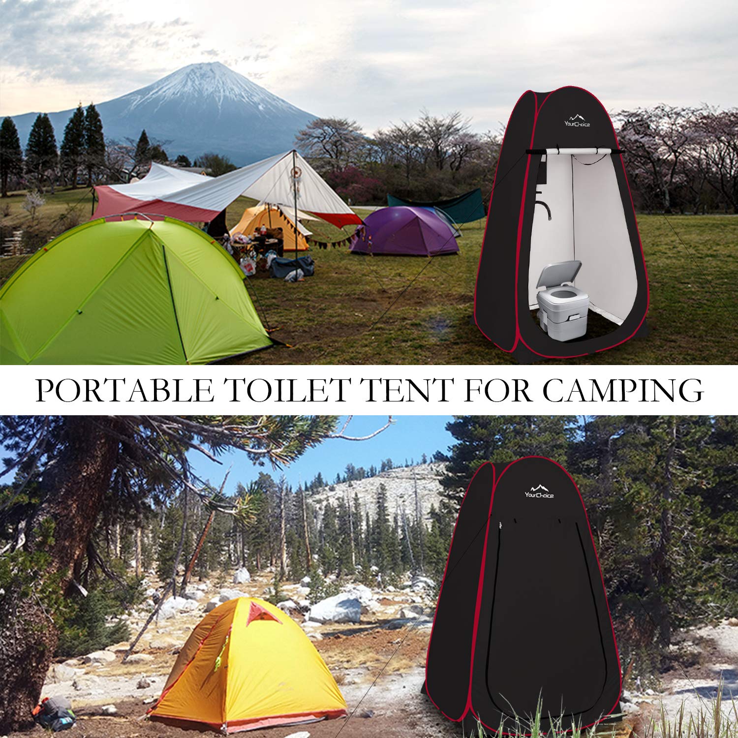 Your Choice Oversized 6.89FT Pop Up Privacy Tent - Camping Shower Changing Tent, Portable Bathroom Toilet Room - Color Black