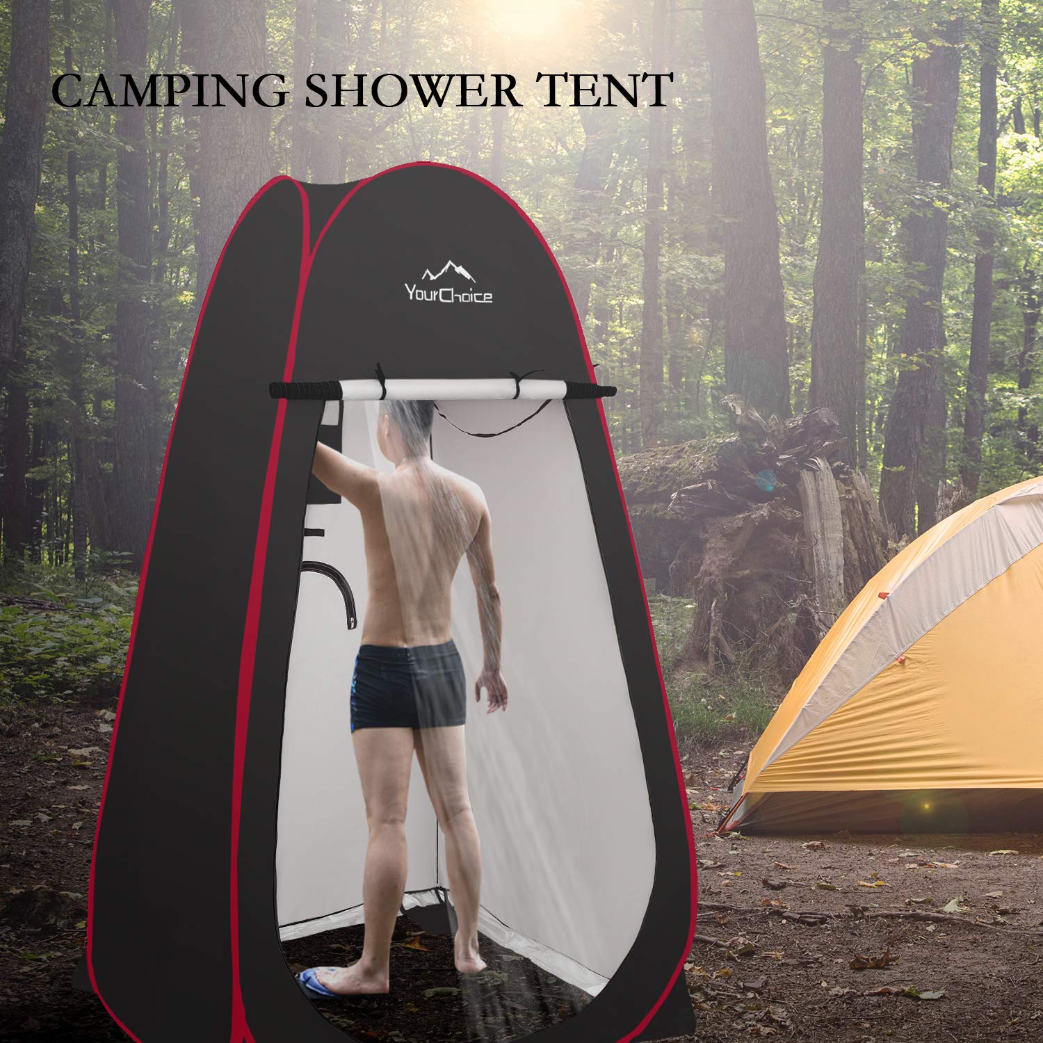 Your Choice Oversized 6.89FT Pop Up Privacy Tent - Camping Shower Changing Tent, Portable Bathroom Toilet Room - Color Black