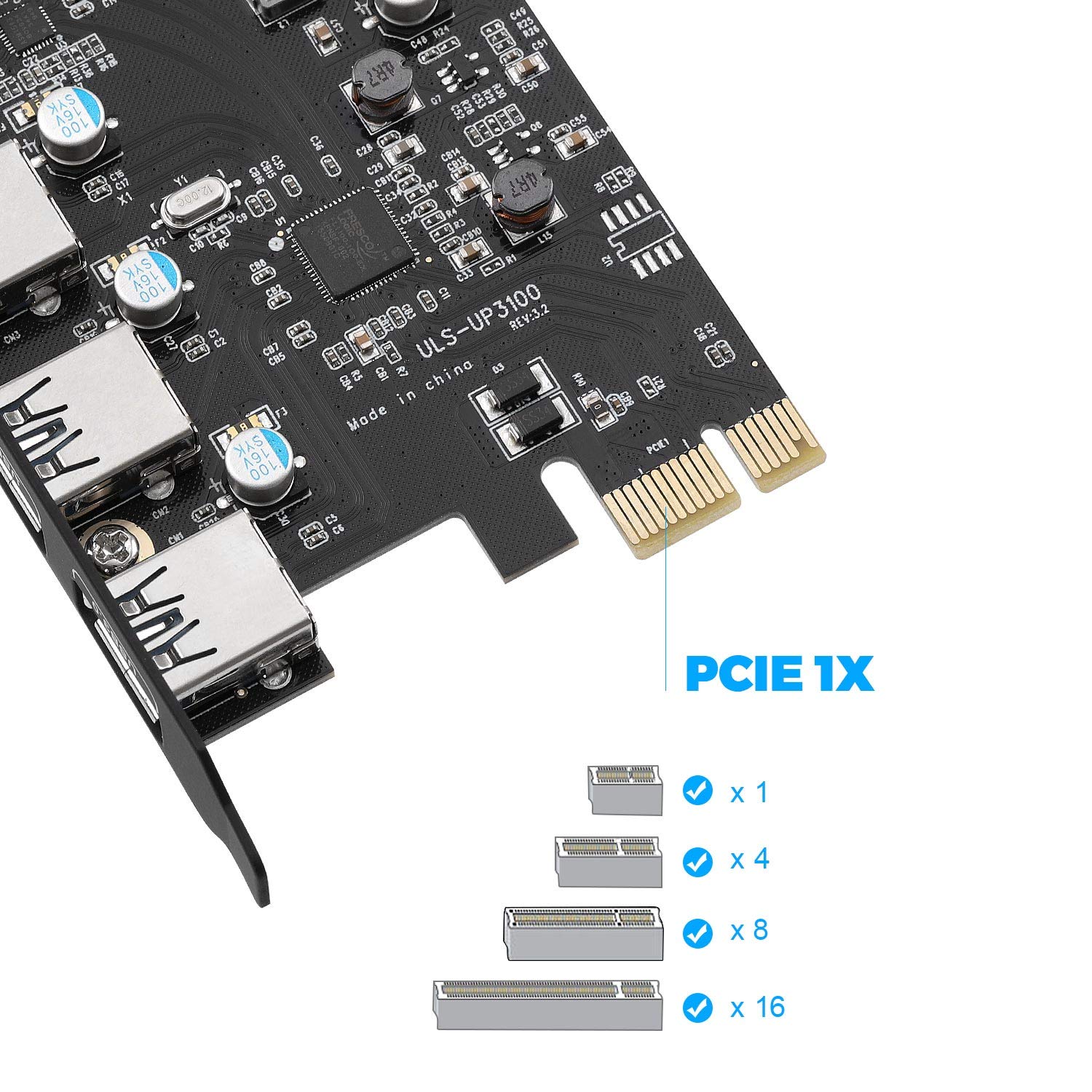 YEELIYA PCIe USB 3.0 Card 5Gbps Super Speed with Type C (1)& Type A(3) PCI Express x1 Internal USB Port Cards for Window 7/8/10 and MAC OS 10.8.2 Above